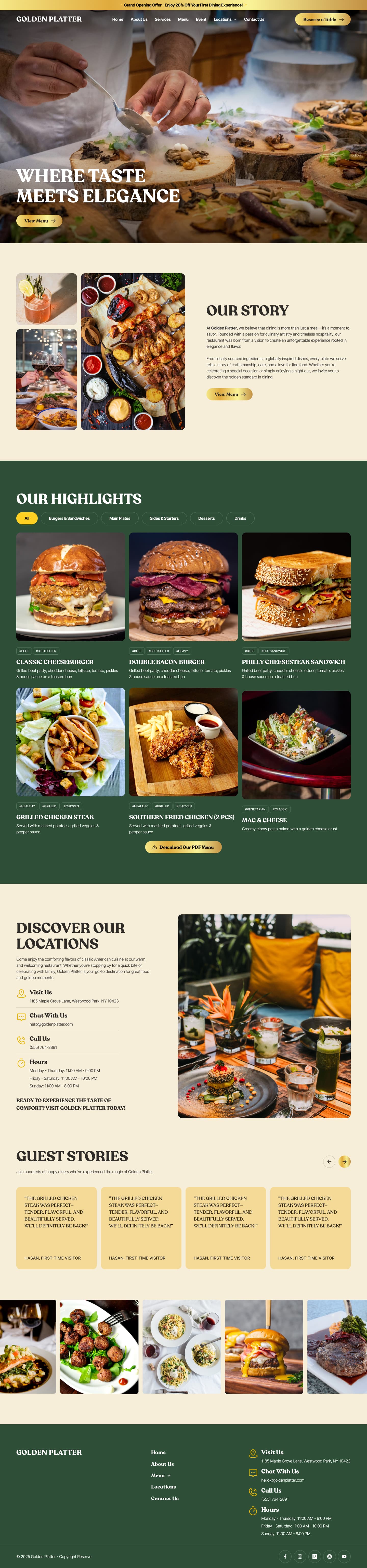 Golden Platter — Restaurant Website